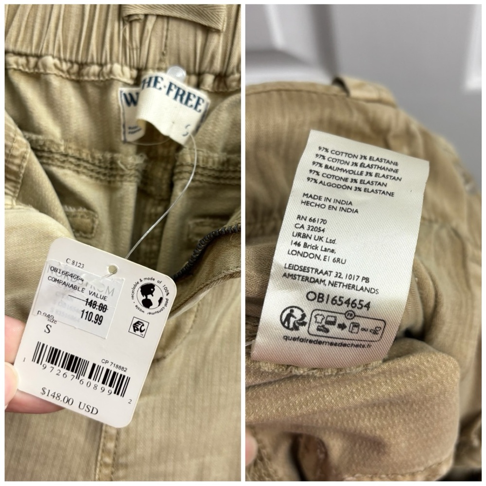 We The Free People Can't Compare Slouch Pant Cargo Small NWT Beige Tan Boho - Picture 3 of 10